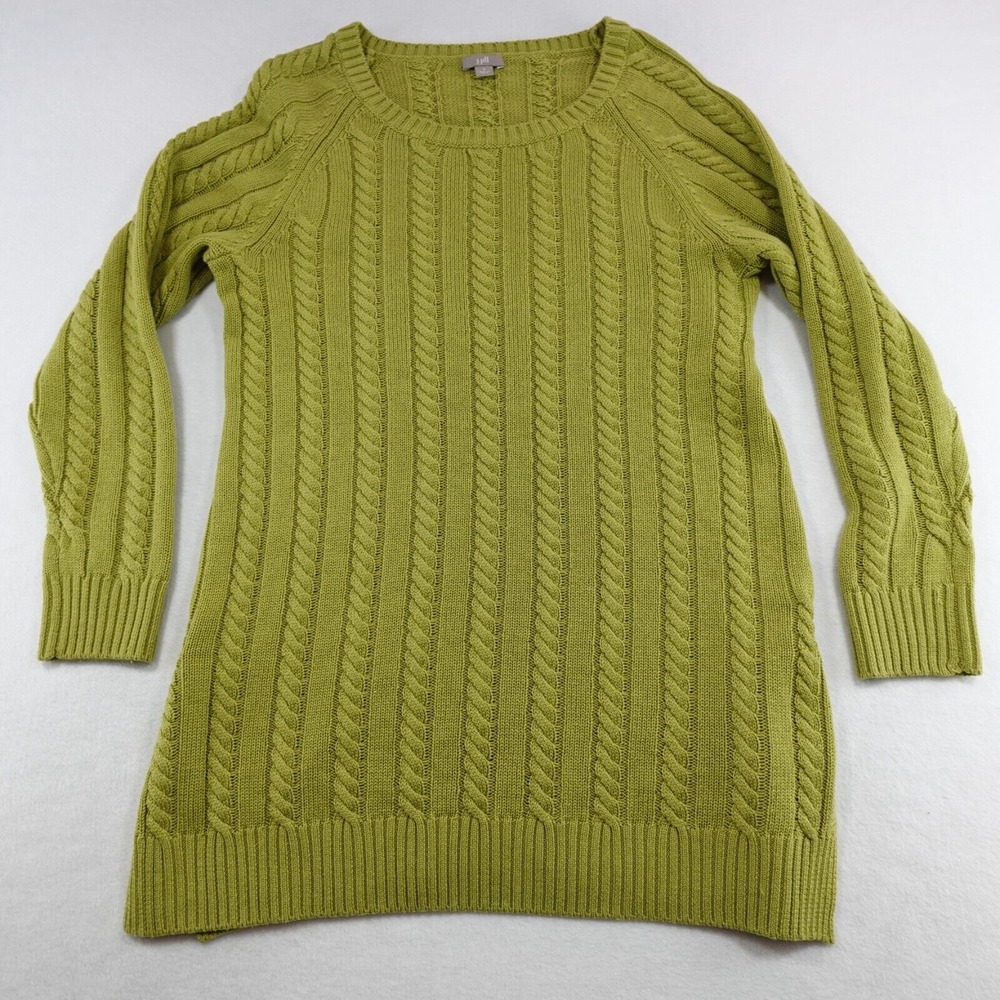 J.Jill‎ Sweater Womens Small Green Cable Knit Chanille Crew Neck Casual or Dress